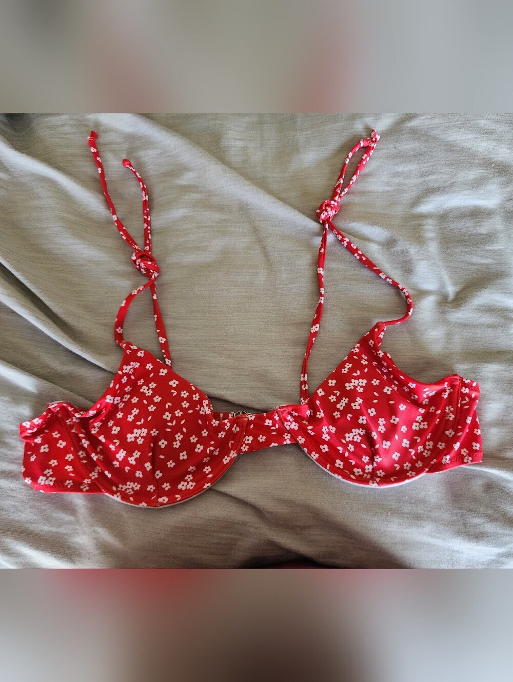 Red Floral Underwire Bikini Top